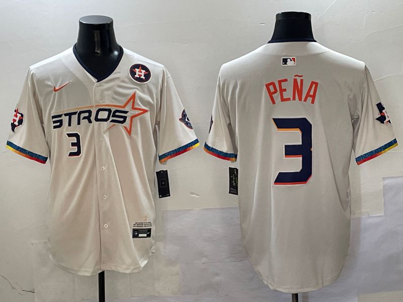 Men Houston Astros #3 Pena Cream Fourth generation Joint Name 2025 Nike MLB Jersey style 4155